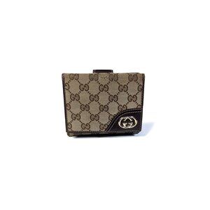 GUCCI VINTAGE GG GUCCISSIMA CANVAS LEATHER WALLET Trifold Card Organizer ITALY